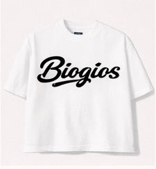 White Black Logo Tee